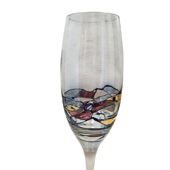 Artland Helios Fluted Champagne 9 7/8" Set of 2 Mosaic Stain Glass Romania NWT - Picture 6 of 6
